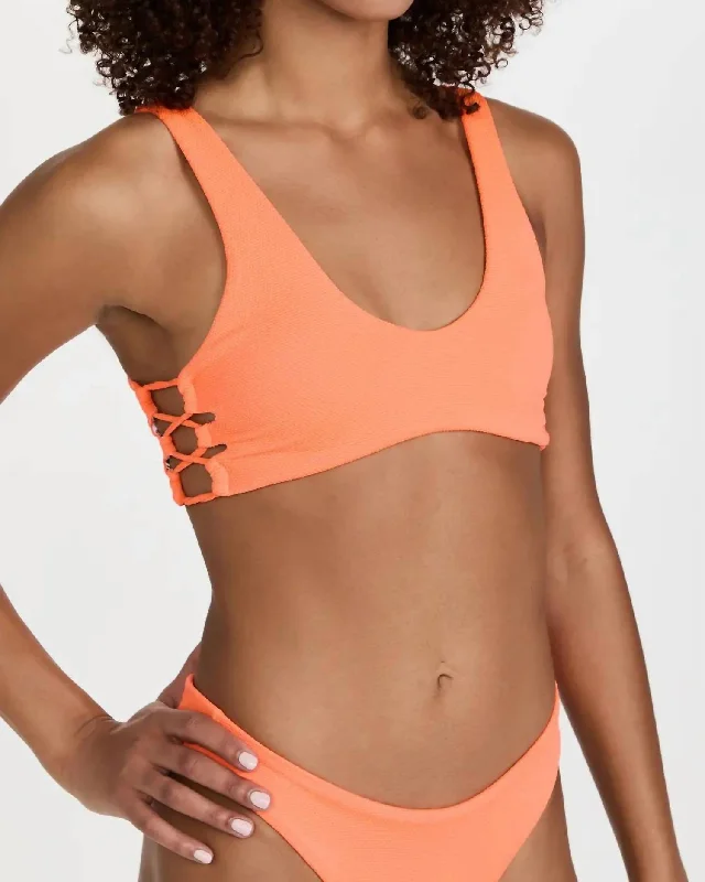 Women's Athletic Apparel Town Sporty Bralette Bikini Top In Orange Poppy