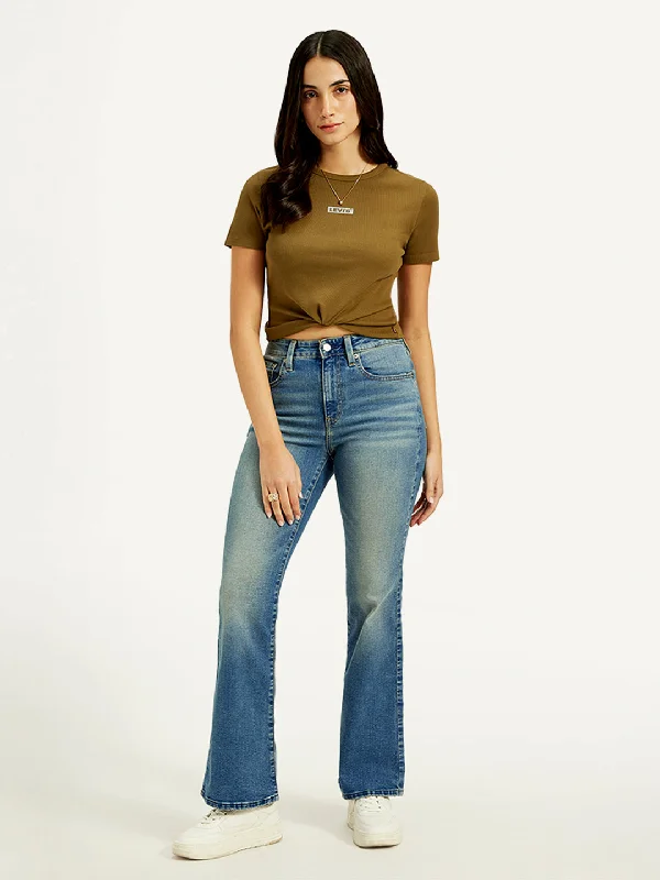 Women's Casual Attire Women's High Rise 726 Slim Flare Fit Blue Jeans