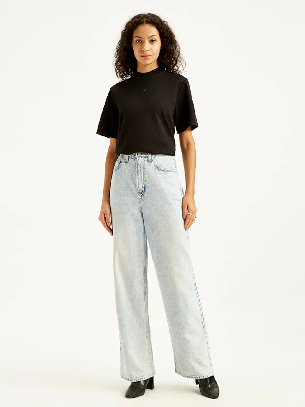 Women's Outdoor Attire Women's High Rise Loose Fit Light Blue Jeans