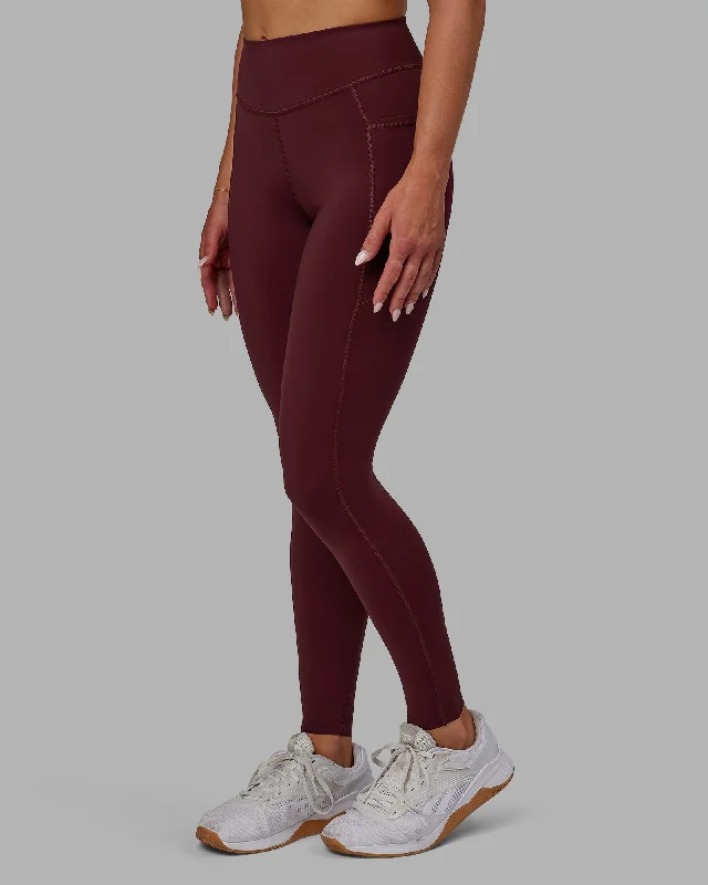 Stylish Women's Outfit Elite Full Length Leggings - Dark Cherry