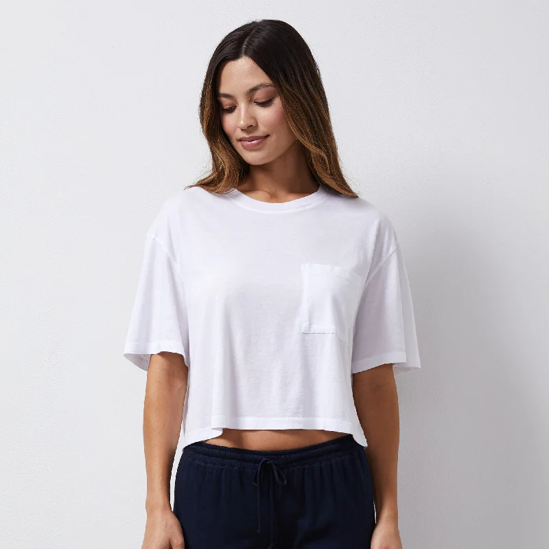 Fashionable Dresses for Women Organic Jersey Crop Pocket Tee