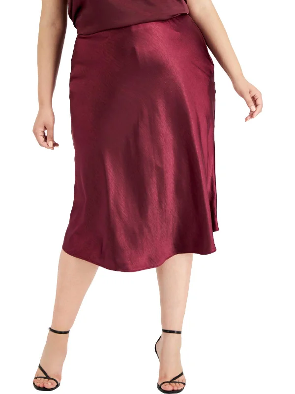 Easygoing Women's Style Plus Womens Satin Calf Midi Skirt