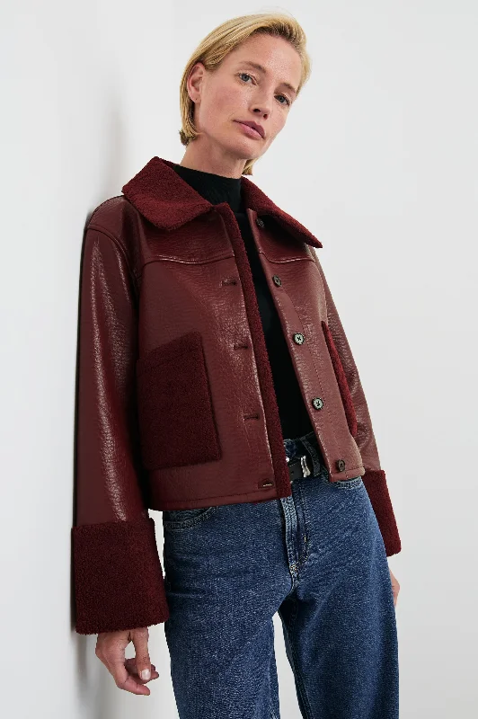 Seasonal Women's Fashion Trends DRIA JACKET - MAROON SHEARLING