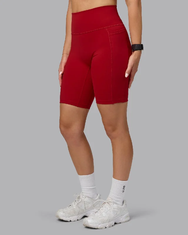 Women's Vacation Garments Fusion Bike Shorts With Pockets - Cherry Red