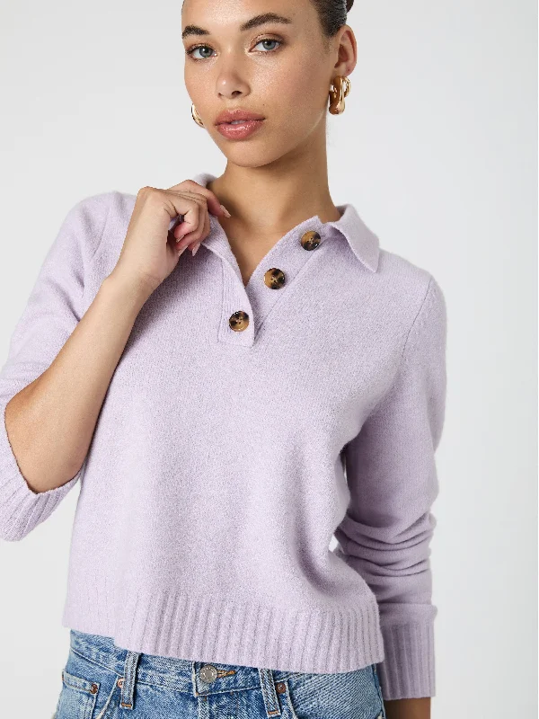 Trendy Women's Fashion Vhari Long Sleeve Polo Sweater