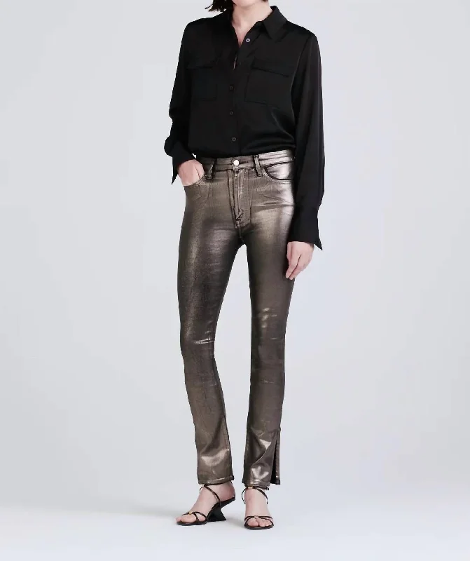 Workwear Fashion for Women Kyle High Rise Legging Skinny Jeans In Metallic Coated