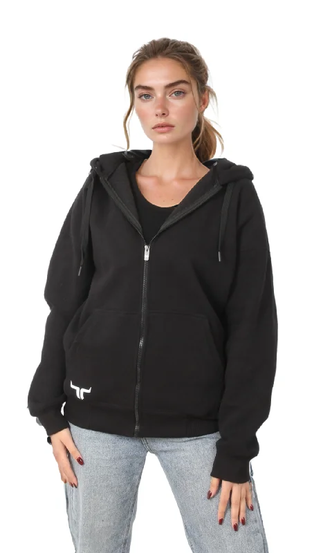 Trendy Online Boutiques (Original) Women Zip-Up Hoodie Jacket - NUT (Black)