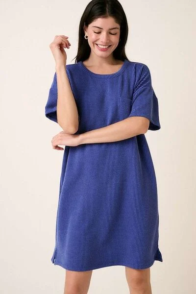 Women's Clothes And Apparel Sets Rib Knit Short Sleeve Tee Dress