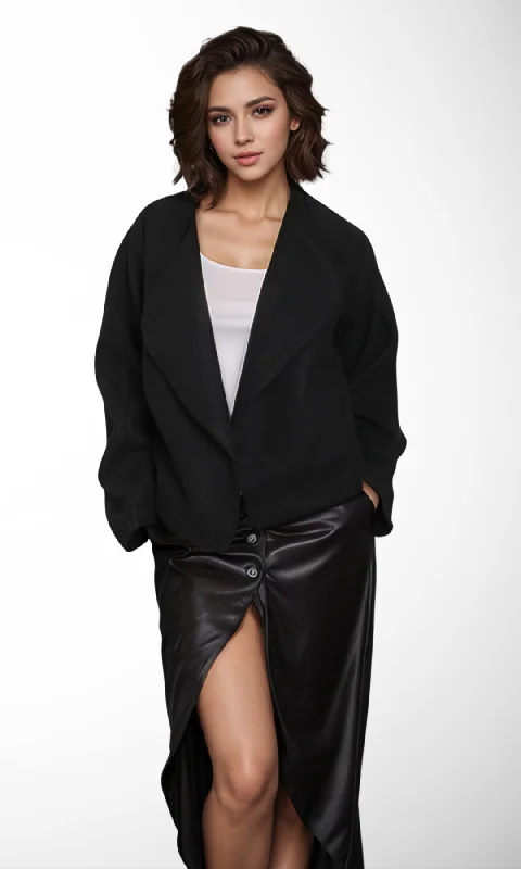 Women's Formal Wear Women Tied Short Jacket (Black)