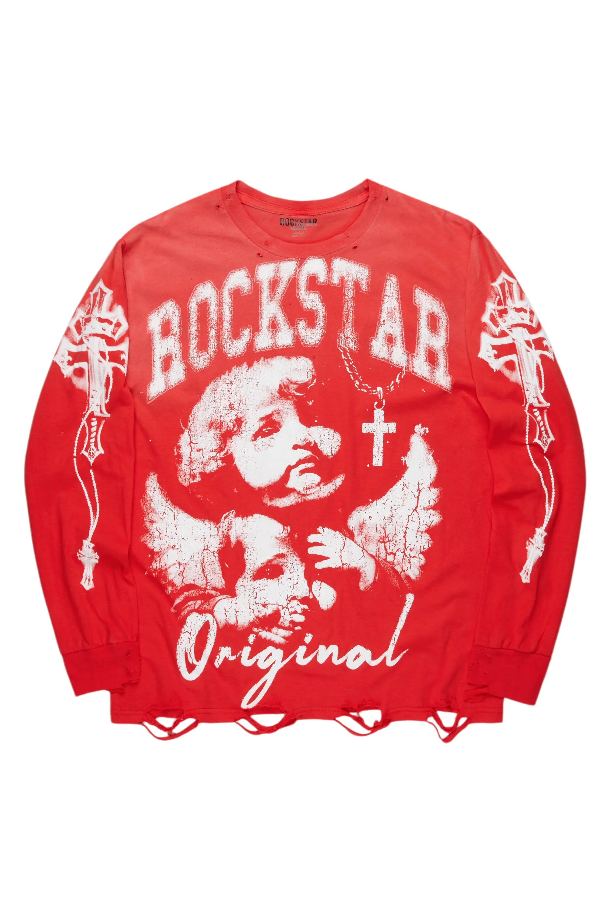 Relaxed Fit Women's Fashion Jovala Red Long Sleeve T-Shirt