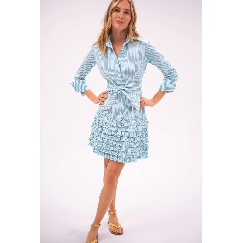 Women's Versatile Apparel Ruffle Shirt Dress