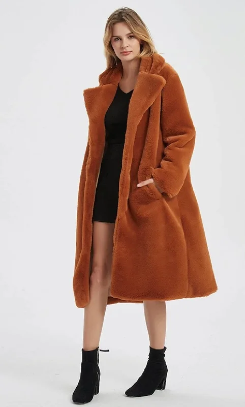 Sale Clearance Womens Faux Fur Coat with Notch Collars