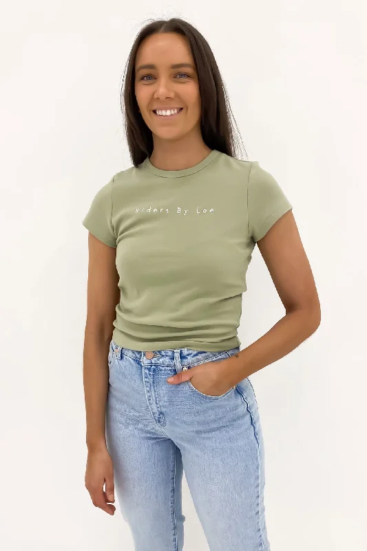 Comfy Women's Outfits for Daily Wear Slim Rib Tee Faded Thyme