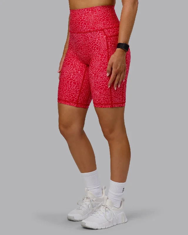 Women's Outerwear Garments Fusion Bike Shorts With Pockets - Red Vitality Print