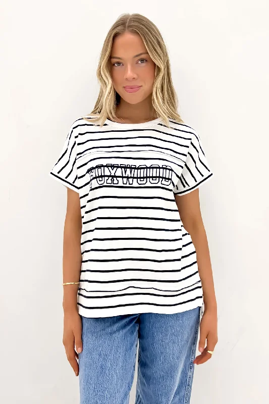 Clearance Sale Online Throw On Short Sleeve Stripe Tee White Navy Stripe