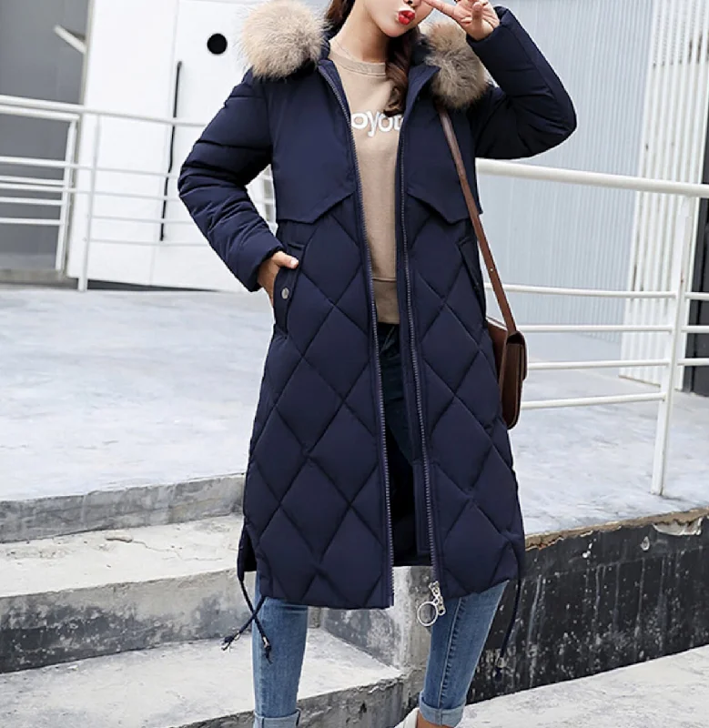 Easygoing Women's Style Womens Long Zipper Coat with Furry Hood