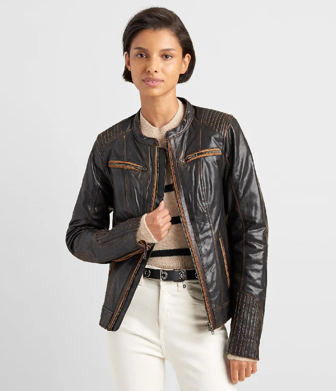 Best Online Clothing Boutiques Performance Ribbed Shoulder Motorcycle Jacket