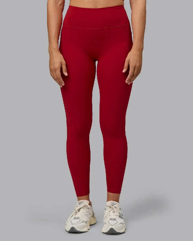 Plus-Size Women's Garments Fusion Full Length Leggings with Pockets - Cherry Red