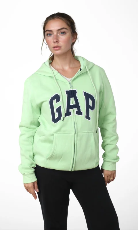 Flash Discount Women Zip-Up Hoodie (Light Green)