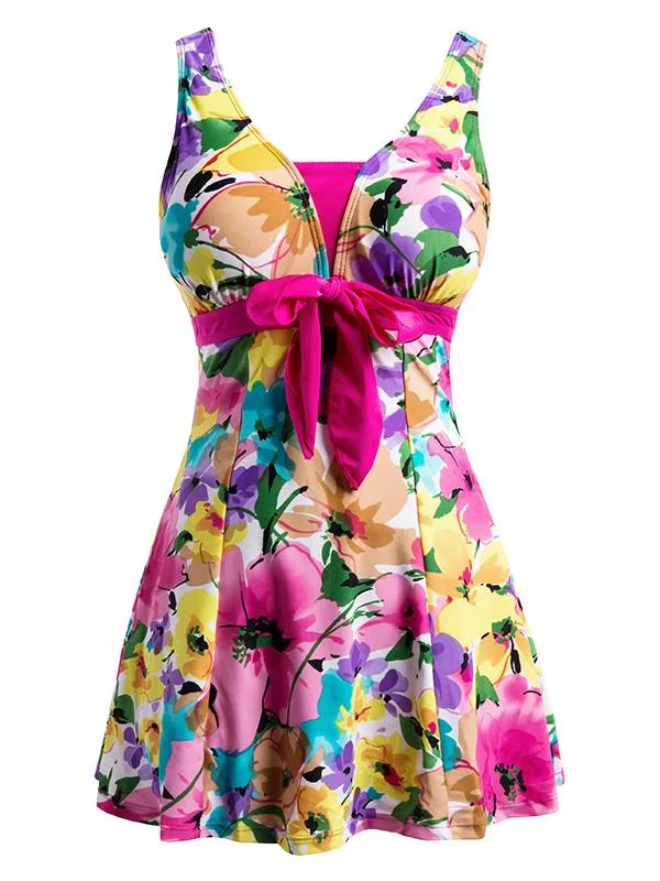 Women's Wardrobe Apparel Women's Push Up One Piece Swimsuit Floral Slimming Swimdress