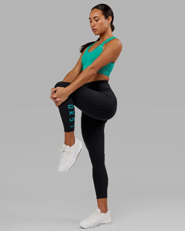 Online Boutique Stores Rep 7/8 Length Leggings - Black-Hyper Teal