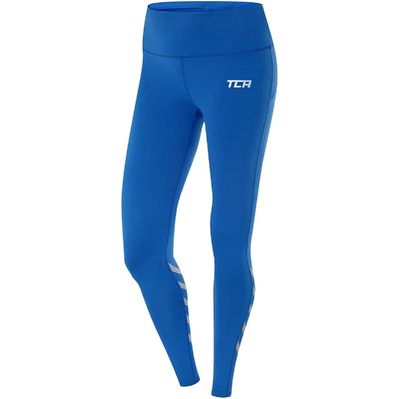 Sophisticated Women's Fashion TCA Laser Tech Reflective Womens Long Running Tights - Blue