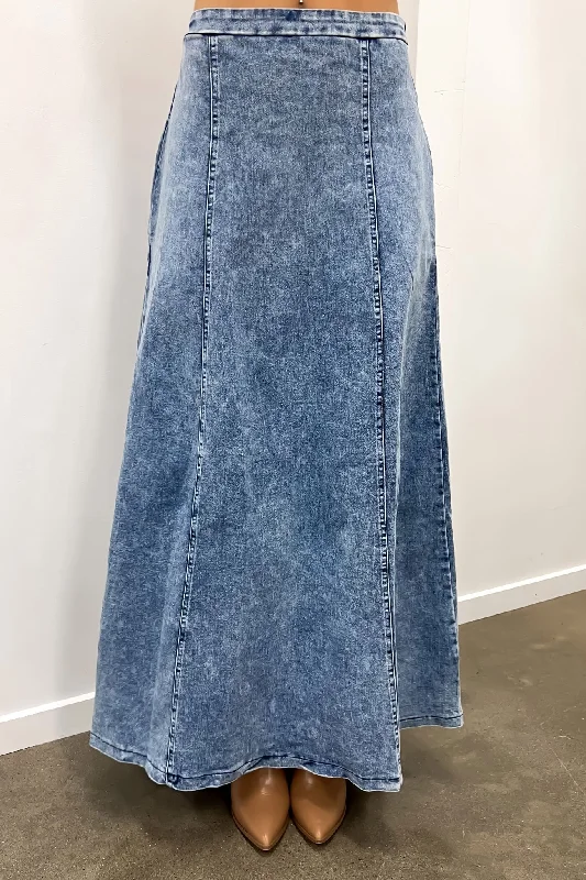 Vintage-Inspired Women's Apparel Taylor Denim Maxi Skirt Blue