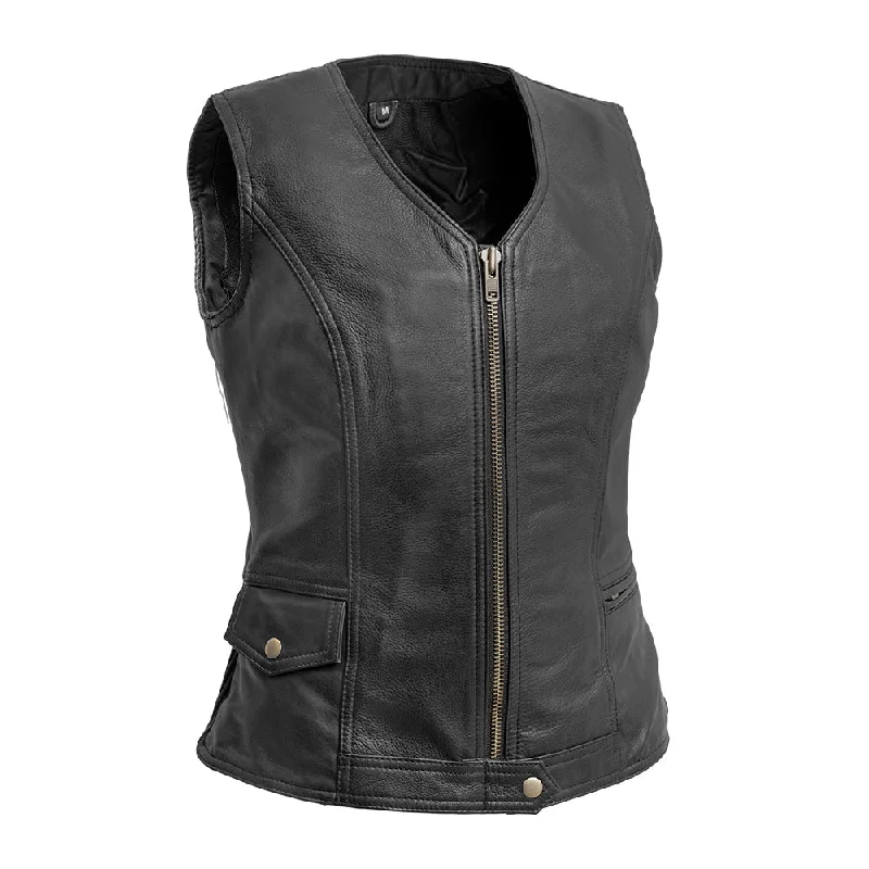 Elegant Women's Clothing Lolita - Women's Motorcycle Leather Vest