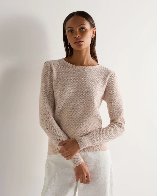 Women's Clothing For Outdoor Activities Women's Tuck Stitch Cashmere Sweater Dusk Pink Women's Clothing For Outdoor Activities Women's Tuck Stitch Cashmere Sweater Dusk Pink