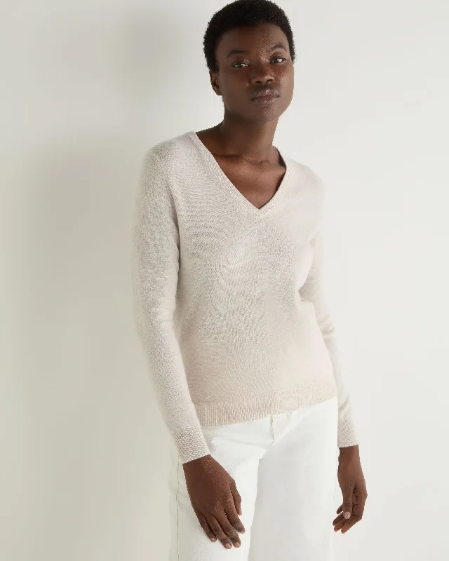 Women's Evening Wear for Special Occasions Women's Phoebe V Neck Cashmere Sweater Frost White Women's Evening Wear for Special Occasions Women's Phoebe V Neck Cashmere Sweater Frost White