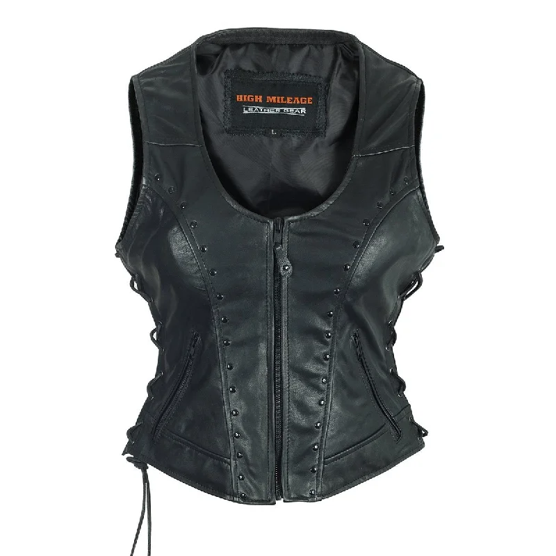 Women's Resort Garments HML1043 High Mileage Ladies Lace Side Vest Adorned with Studs