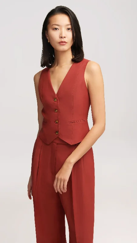 Women's Clothing Sale Waistcoat in Viscose Linen Twill | Chili