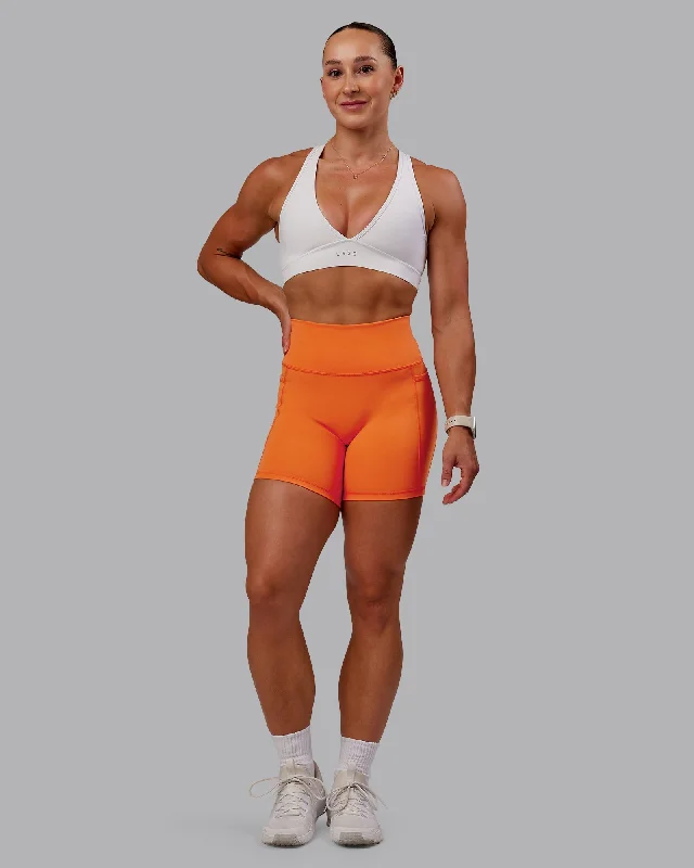 Women's Comfortable Apparel Fusion Mid Shorts With Pockets - Mandarin