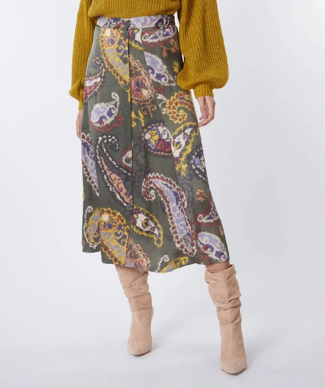 Formal Attire For Women Paisley Skirt In Multiprint