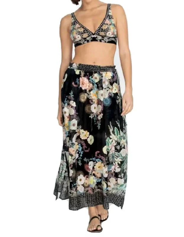 Women's Everyday Apparel Side Tie Maxi Skirt In Multi