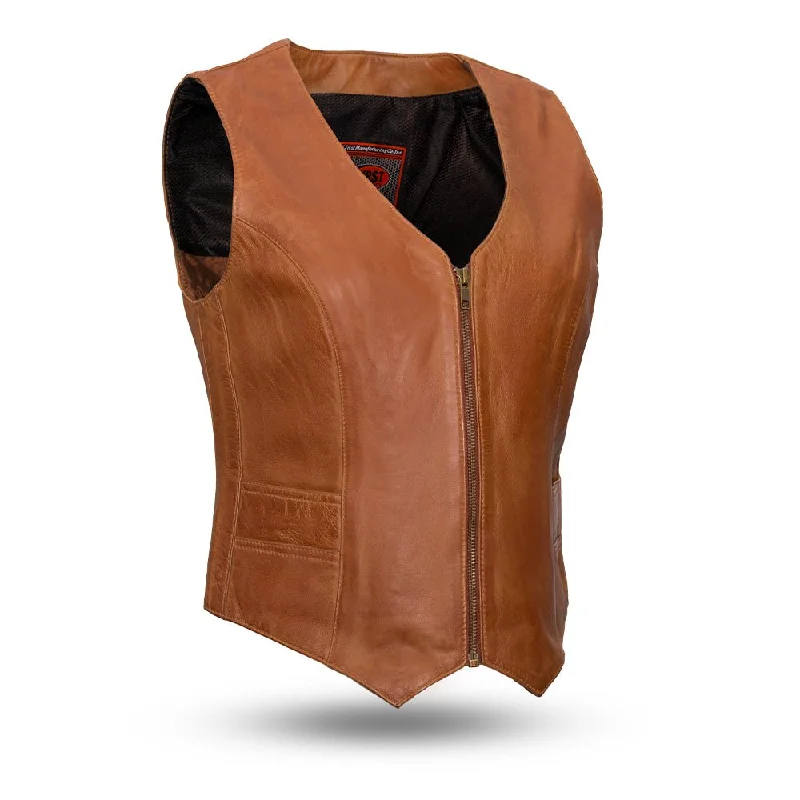 Trendy Women's Apparel for All Seasons Savannah Women's Western Style Motorcycle Leather Vest