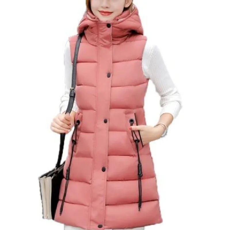 Affordable Women's Garments Womens High Collar Hooded Puffer Winter Vest