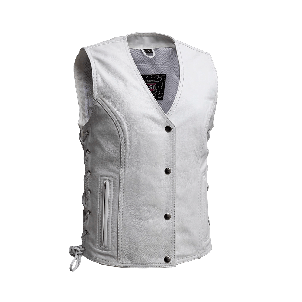 Women's Clothing Beryl - Women's Motorcycle Leather Vest - White