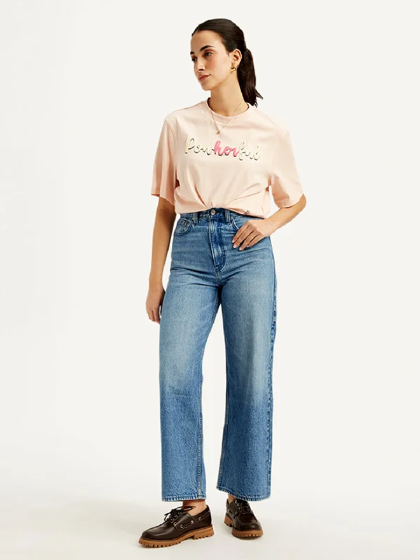Casual Chic for Women Women's High Rise Loose Fit Blue Jeans