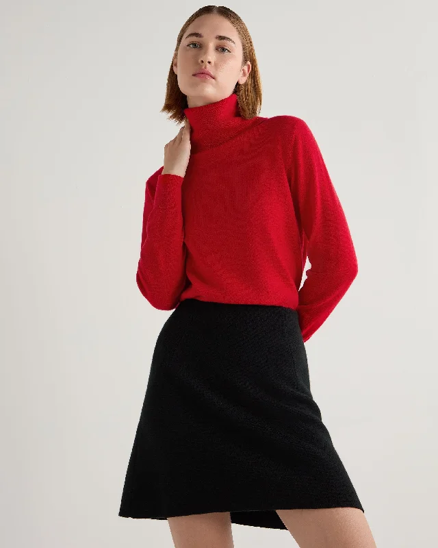 Feminine Dresses for Women in Bold Prints Women's Loose Turtle Neck Cashmere Sweater Riding Red Feminine Dresses for Women in Bold Prints Women's Loose Turtle Neck Cashmere Sweater Riding Red