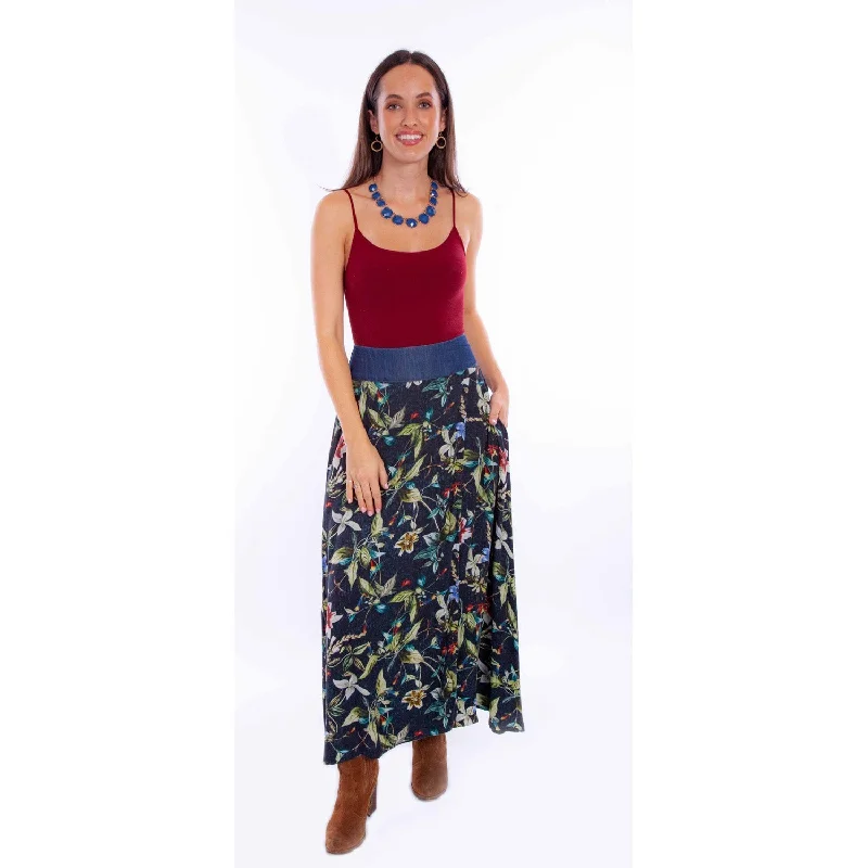 Women's High Street Fashion Scully Womens Tropical Floral Wrap Black 100% Rayon Skirt Women's High Street Fashion Scully Womens Tropical Floral Wrap Black 100% Rayon Skirt