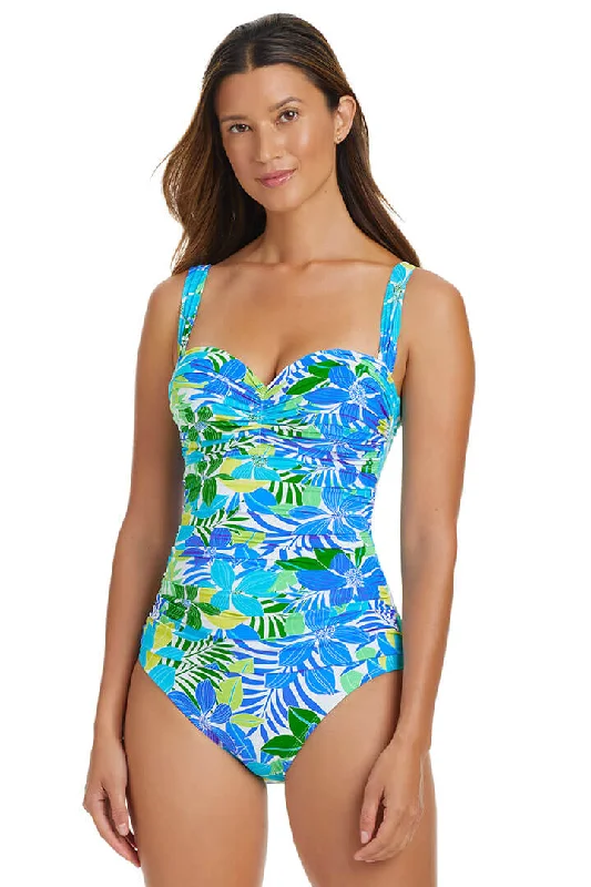 Modern Women's Fashion with Vintage Touches Fresh Takes Shirred Maillot Swimsuit