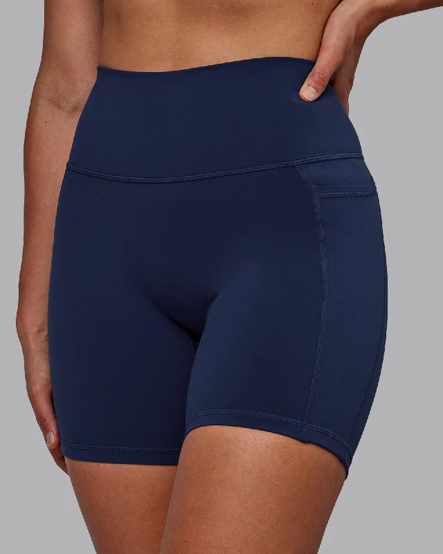 Affordable Women's Apparel Fusion Mid Shorts With Pockets - Future Navy