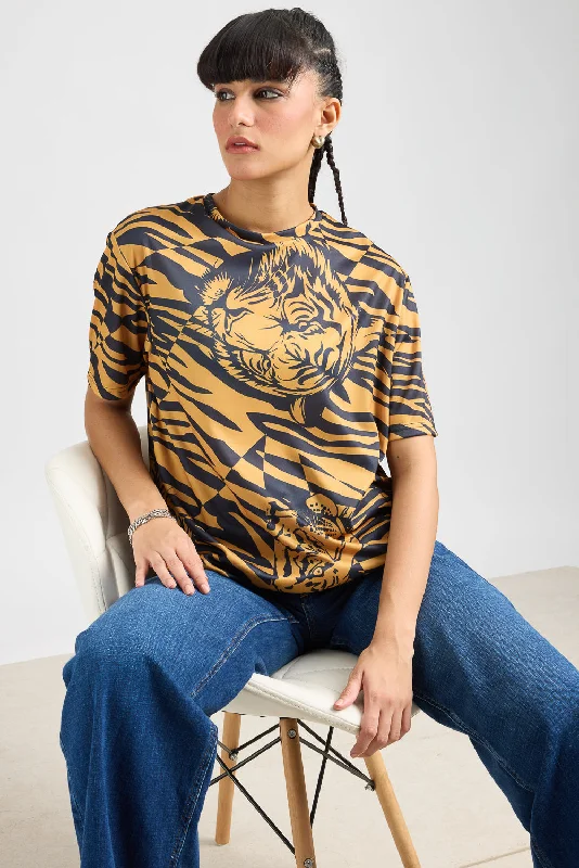 Stylish Everyday Clothing Printed Women's T-Shirt-Tiger