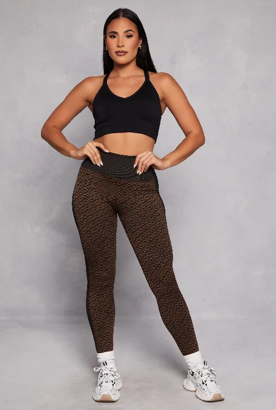 Early Bird Offer Geometric Print High Waist Leggings