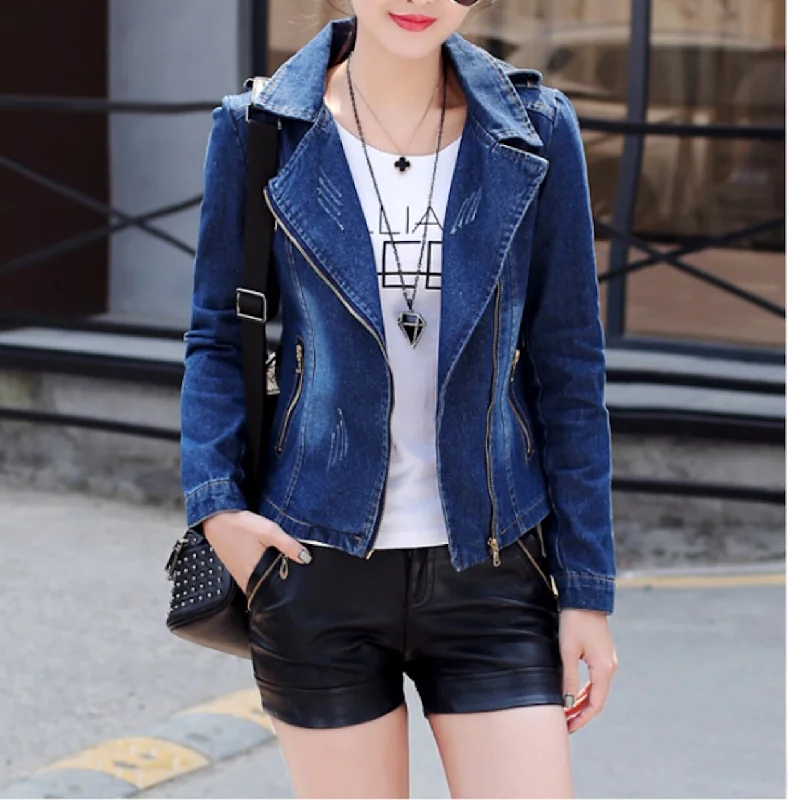 Bold and Elegant Women's Fashion Womens Denim Biker Jacket